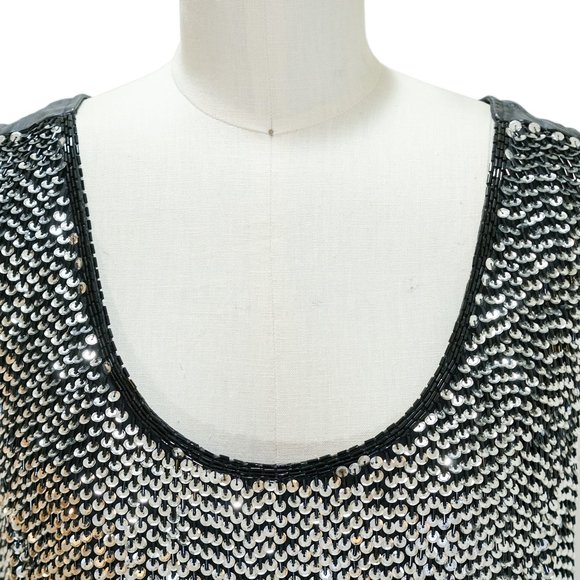 Vintage Leather High Waist Skirt and Tank with Sequins - 2 Piece Set - Size MD - Picture 8 of 16